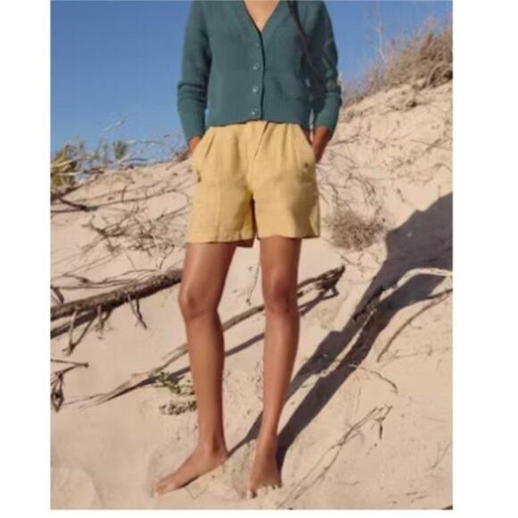 Wrap London Pants - Wrap London Women's Golden Sand High-waisted Flap-pocket Shorts Size 4